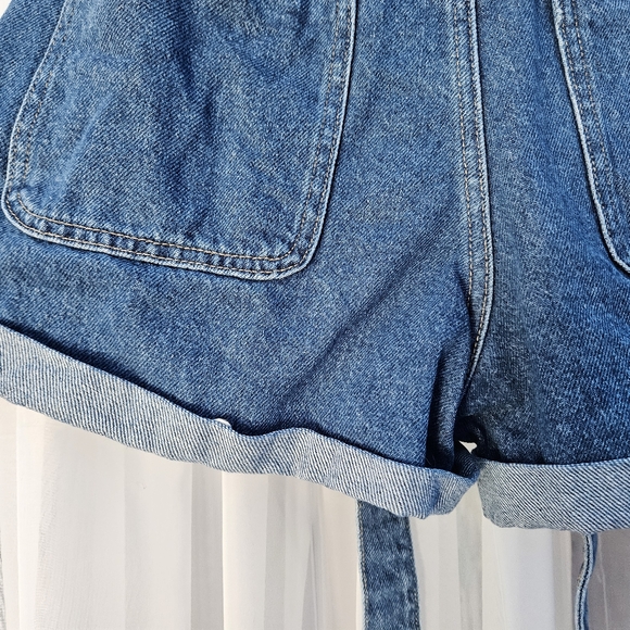 Zara Women’s Denim High Rise Paperbag Shorts Size 4 - Picture 9 of 12